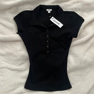 garage sleek short sleeve polo shirt black